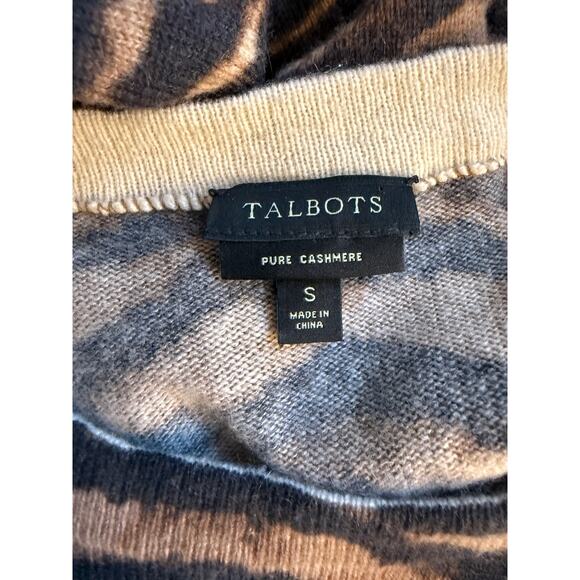 Talbots 100% Cashmere Animal Print Pullover Sweater Sm Classy Soft Office Work - Picture 2 of 5